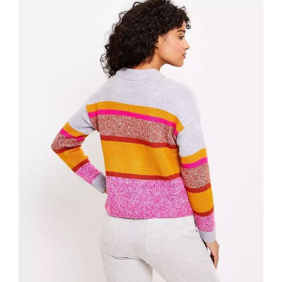 Lou & Grey Loft Sweater Fresh Color Pop Soft Knit Multi Stripe Crew Neck Size‎ S - Picture 6 of 10